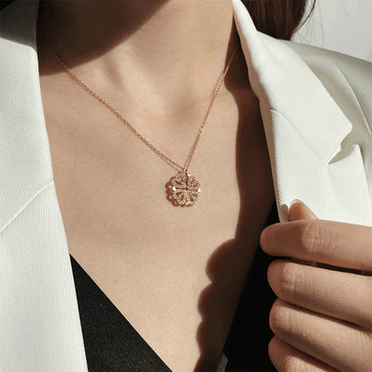 Two-In-One Four-Leaf Clover+4 Heart Necklace